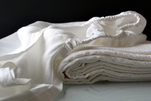Antique white fitted linen sheet. Stonewashed linen. All sizes