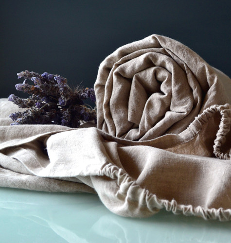 Fitted linen sheet, Natural flax colour (undyed)