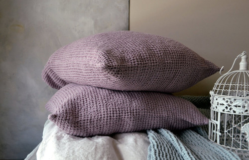 Lilac Waffle Linen Pillow Case. Super heavy weight linen