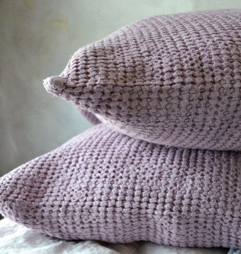 Lilac Waffle Linen Pillow Case. Super heavy weight linen