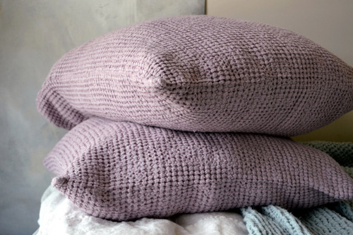 Lilac Waffle Linen Pillow Case. Super heavy weight linen