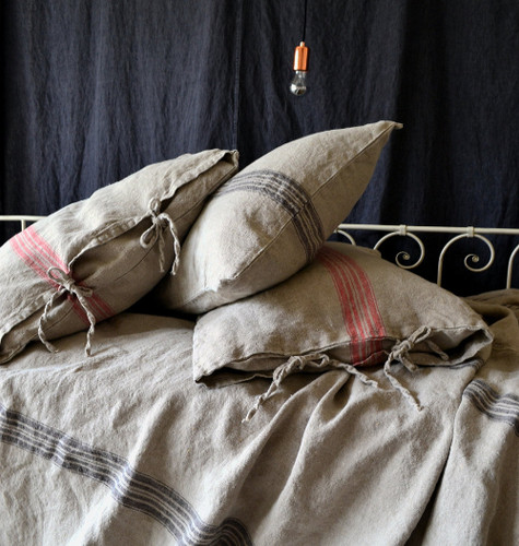 Grainsack Black Stripe Linen Pillowcase. All sizes