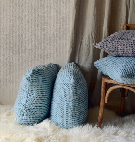 Duck Egg Blue Waffle Linen Pillow Case. Super heavy weight linen