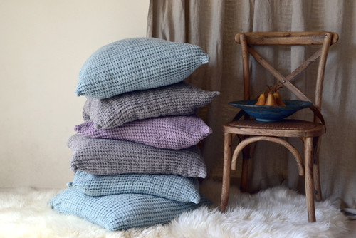 Duck Egg Blue Waffle Linen Pillow Case. Super heavy weight linen