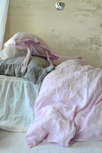 Dusty Pink stonewashed linen duvet cover