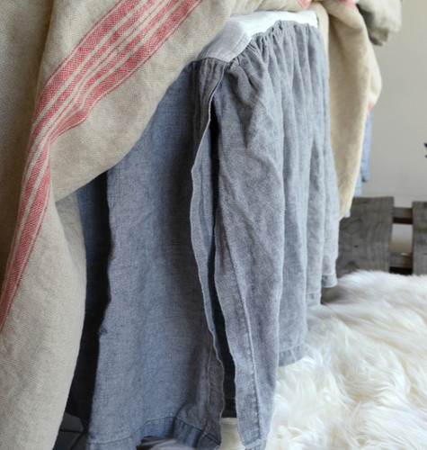 Heavy weight Fossil Grey Linen Ruffled Valance⎮Bedskirt⎮Dust Ruffle