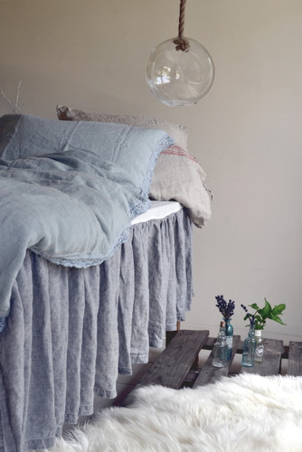 Heavy weight Fossil Grey Linen Ruffled Valance⎮Bedskirt⎮Dust Ruffle