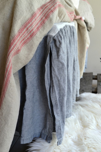 Heavy weight Fossil Grey Linen Ruffled Valance⎮Bedskirt⎮Dust Ruffle