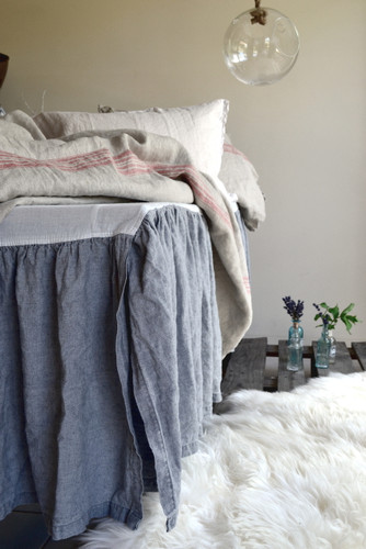 Heavy weight Fossil Grey Linen Ruffled Valance⎮Bedskirt⎮Dust Ruffle