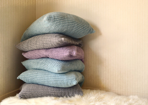 Fossil Grey Waffle Linen Pillow Case. Super heavy weight linen