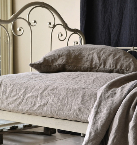 Rustic Rough heavy weight linen fitted sheet, Natural