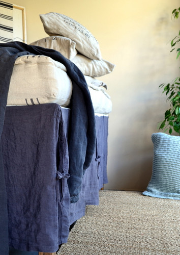 Midnight Blue Box Pleated Dust Ruffle
