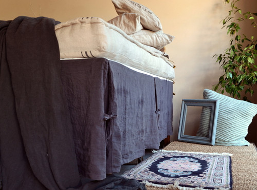 Midnight Blue Box Pleated Dust Ruffle