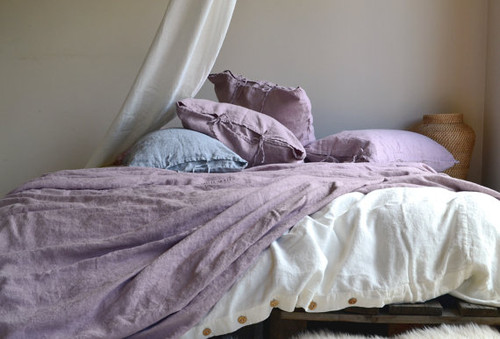 Faded Lilac Heavy Weight Rustic Linen Bed cover/Coverlet