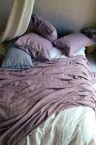 Faded Lilac Heavy Weight Rustic Linen Bed cover/Coverlet
