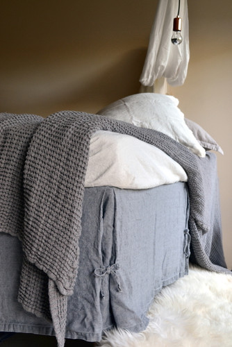 Fossil Grey Heavy weight Linen Box Pleated Valance⎮Bedskirt⎮Dust Ruffle
