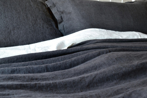 Peppercorn Dark Grey Heavy linen pillow case