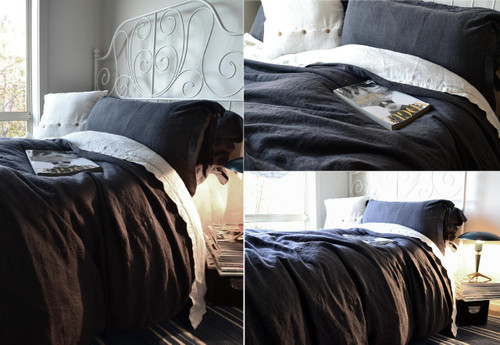 Peppercorn Dark Grey Heavy linen pillow case