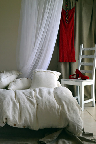 Rustic Rough White linen duvet cover