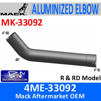4ME-33092 Mack 48 Degree Elbow Exhaust Part MK-33092 4ME-33092 Mack 48 Degree Elbow Exhaust Part MK-33092
