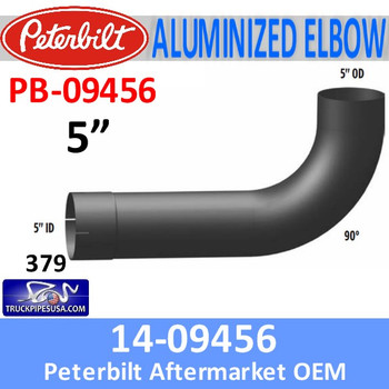 14-09456 Peterbilt 379 Exhaust 90 Degree Aluminized Elbow PB-09456 14-09456 Peterbilt 379 Exhaust 90 Degree Aluminized Elbow PB-09456