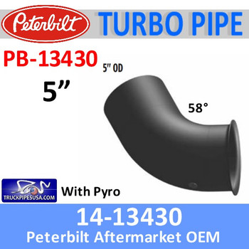 14-13430 Peterbilt Exhaust 58 degree Turbo Elbow Pipe PB-13430 14-13430 Peterbilt Exhaust 58 degree Turbo Elbow Pipe PB-13430