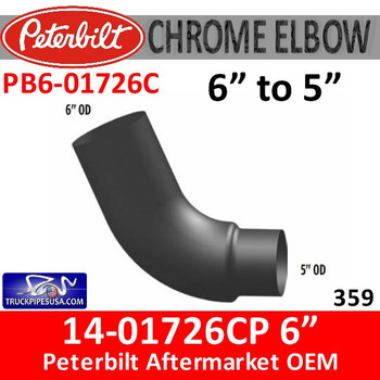 14-01726 6" to 5" Peterbilt 379 Chrome Elbow 14-01726 6" to 5" Peterbilt 379 Chrome Elbow