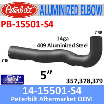 14-15501 Peterbilt 357,378,379 409 Stainless Elbow PB-15501-S4 - SPECIAL ORDER 14-15501 Peterbilt 357,378,379 409 Stainless Elbow PB-15501-S4 - SPECIAL ORDER