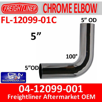 04-12099-001 Freightliner 100 Degree Chrome Elbow FL-12099-01C 04-12099-001 Freightliner 100 Degree Chrome Elbow FL-12099-01C