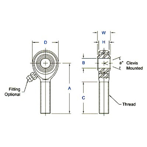 Aurora Bearing 1/4" Bore x 1/4"-28 Thread RH Male 4130 Rod End Aurora Bearing 1/4" Bore x 1/4"-28 Thread RH Male 4130 Rod End
