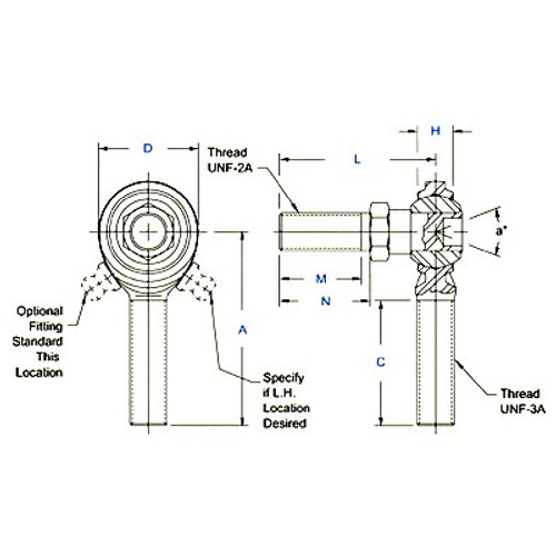 Aurora Bearing 3/8"-24 Thread RH Male Mild Steel Rod End with Stud Aurora Bearing 3/8"-24 Thread RH Male Mild Steel Rod End with Stud