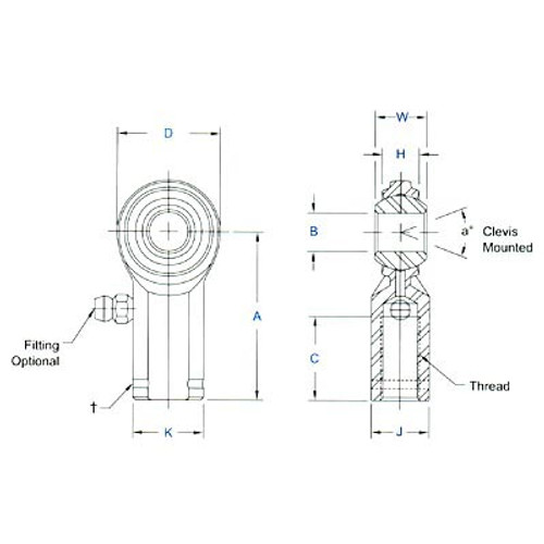 Aurora Bearing 3/16" Bore x 10-32 Thread RH Female Mild Steel Rod End Aurora Bearing 3/16" Bore x 10-32 Thread RH Female Mild Steel Rod End