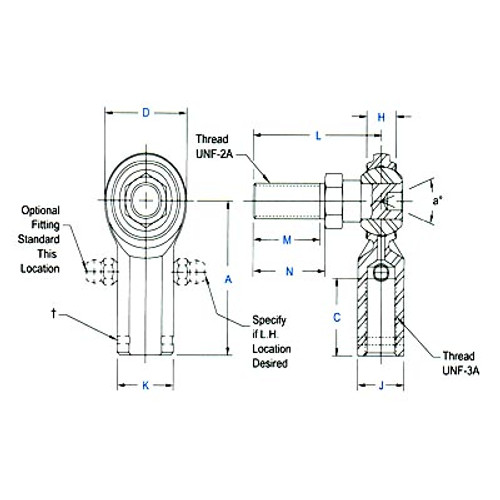 Aurora Bearing 3/8"-24 Thread RH Female Mild Steel Rod End with Stud Aurora Bearing 3/8"-24 Thread RH Female Mild Steel Rod End with Stud