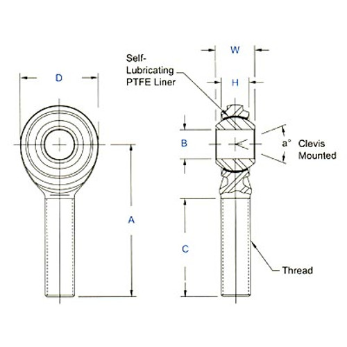 Aurora Bearing 1/4" Bore x 3/8"-24 Thread LH Male Mild Steel Rod End Aurora Bearing 1/4" Bore x 3/8"-24 Thread LH Male Mild Steel Rod End