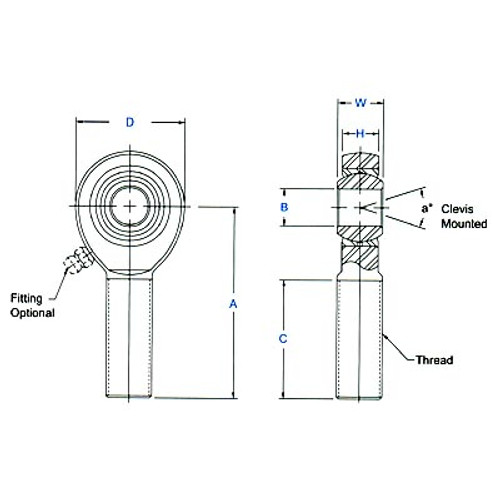 Aurora Bearing 1/2" Bore x 5/8"-18 Thread RH Male 4130 Rod End Aurora Bearing 1/2" Bore x 5/8"-18 Thread RH Male 4130 Rod End