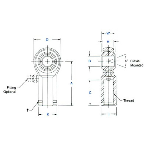 Aurora Bearing 1/4" x 1/4"-28 RH Female Mild Steel Rod End Aurora Bearing 1/4" x 1/4"-28 RH Female Mild Steel Rod End