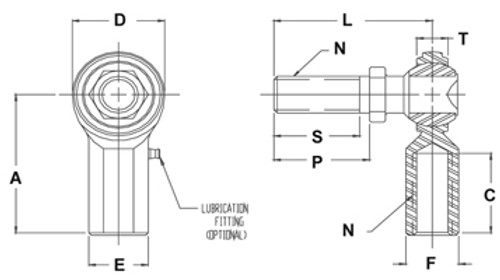 FK Rod Ends 1/4"-28 Thread RH Female Mild Steel FK Rod End with Stud FK Rod Ends 1/4"-28 Thread RH Female Mild Steel FK Rod End with Stud