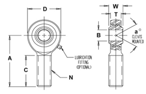 FK Rod Ends 5/8" Bore x 3/4"-16 Thread LH Male Mild Steel FK Rod End FK Rod Ends 5/8" Bore x 3/4"-16 Thread LH Male Mild Steel FK Rod End