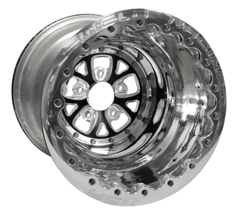 Weld Racing V-Series Lite DBL, 16" x 16", 5" x 5", 4" BS, Polished Shell/Ring, Black Center Weld Racing V-Series Lite DBL, 16" x 16", 5" x 5", 4" BS, Polished Shell/Ring, Black Center