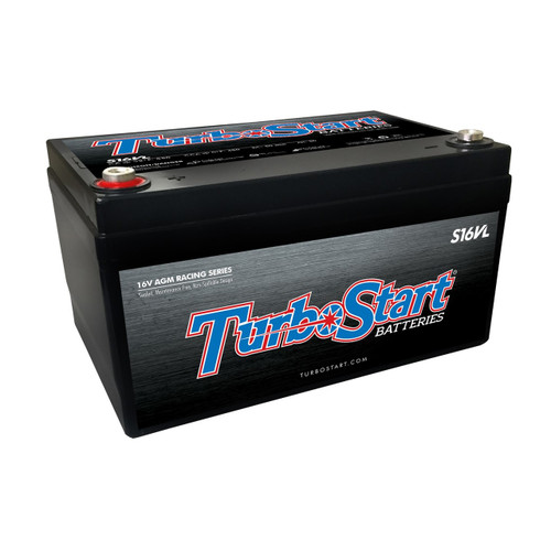 TurboStart S16VL 16 Volt Lightweight AGM Race Battery, 10.30" L x 6.75" W, 6.00" H TurboStart S16VL 16 Volt Lightweight AGM Race Battery, 10.30" L x 6.75" W, 6.00" H