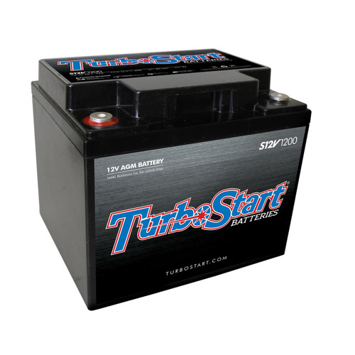 TurboStart S12V1200 12 Volt AGM Race Battery, 8.00" L x 6.50" W x 6.75" H TurboStart S12V1200 12 Volt AGM Race Battery, 8.00" L x 6.50" W x 6.75" H