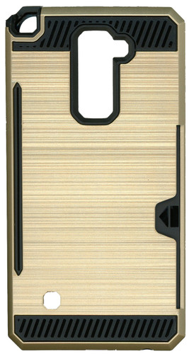 LG Stylo 2 PLUS Slim Dura Case Metal Finish With Card Holder Gold