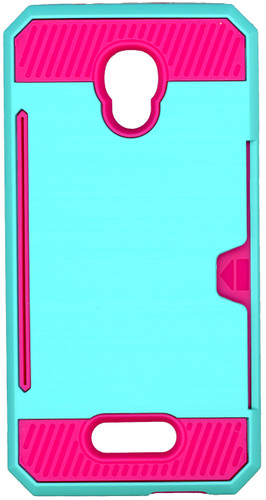 Alcatel Fierce 4 MM Slim Dura Case Metal Finish With Card Holder Teal&Pink