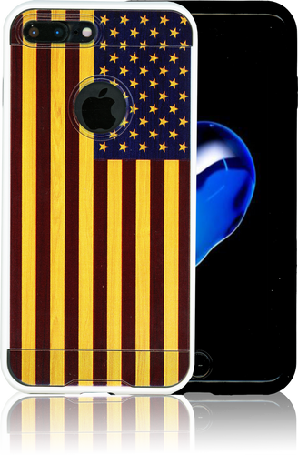 Iphone 7 PLUS MM Slim Dura Metal American Flag On Wood
