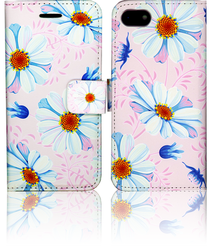 Iphone 7 MM 3D Design Wallet Pink Flowers