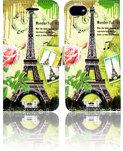 Iphone 7 MM 3D Design Wallet Paris Flowers