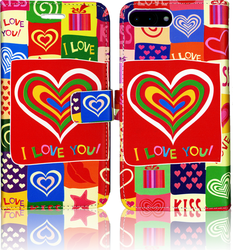 Iphone 7 PLUS MM 3D Design Wallet Red Hearts
