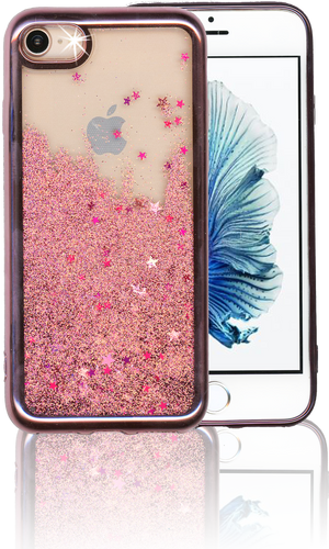 Iphone 7 MM Electroplated Glitter Case With Stars Rose Gold