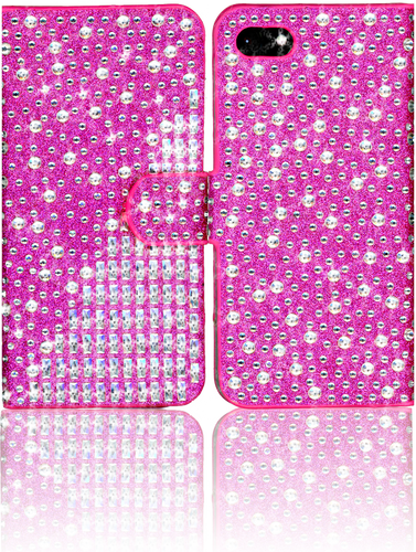 Iphone 7 MM Jewel Diagonal Wallet Hot Pink