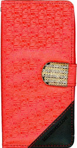 HTC Desire 530 Design Wallet With Bling Red